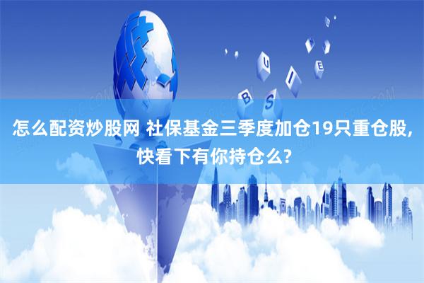 怎么配资炒股网 社保基金三季度加仓19只重仓股, 快看下有你持仓么?