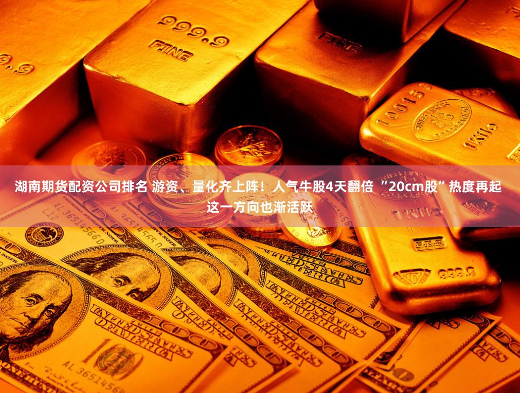 湖南期货配资公司排名 游资、量化齐上阵！人气牛股4天翻倍 “20cm股”热度再起 这一方向也渐活跃