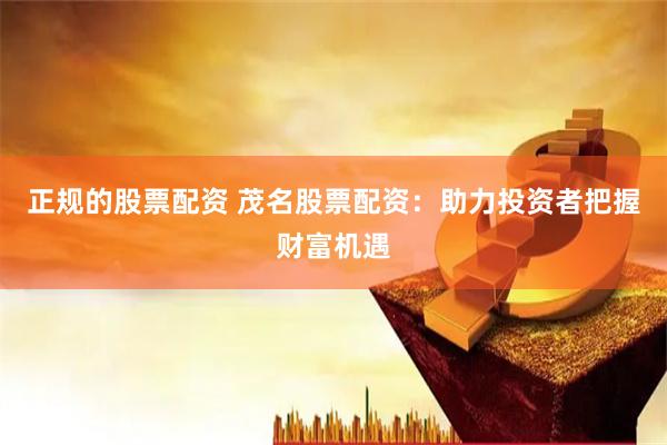 正规的股票配资 茂名股票配资：助力投资者把握财富机遇